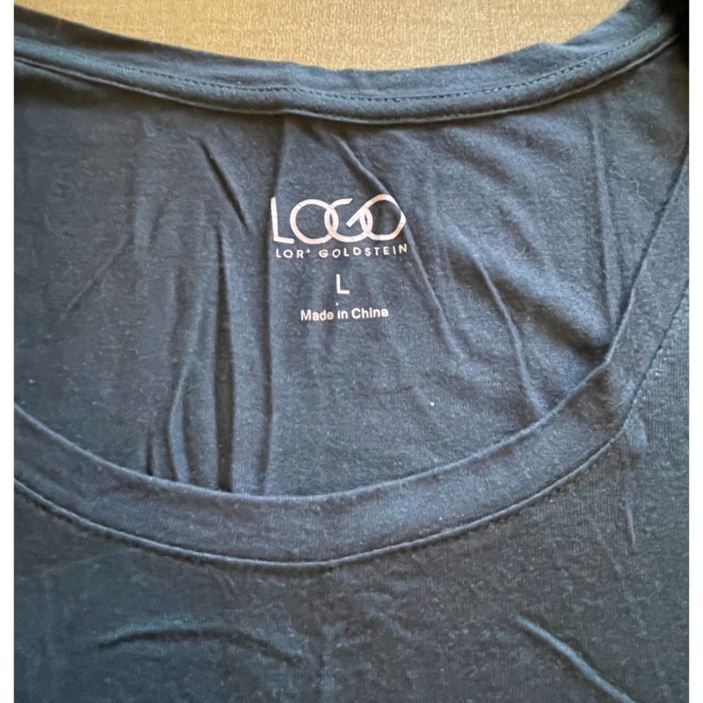 Logo Lori Goldstein High Low Hem Scoop Neck Top Tunic Size Large Rayon Spandex - Picture 4 of 7